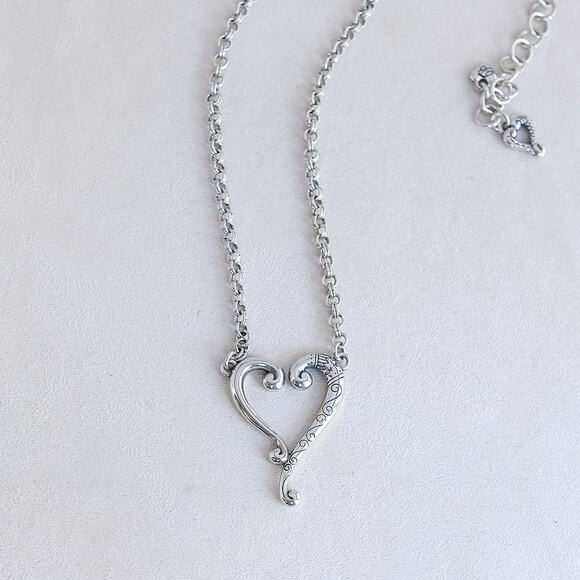 Brighton TUSCAN Open Heart Pendant Necklace Retired Design Silver-Plated - Picture 1 of 6
